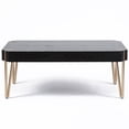 thumbnail image 1 of LuxenHome 46" W Manufactured Wood Veneer and Gold Metal Coffee Table, Black, 1 of 10