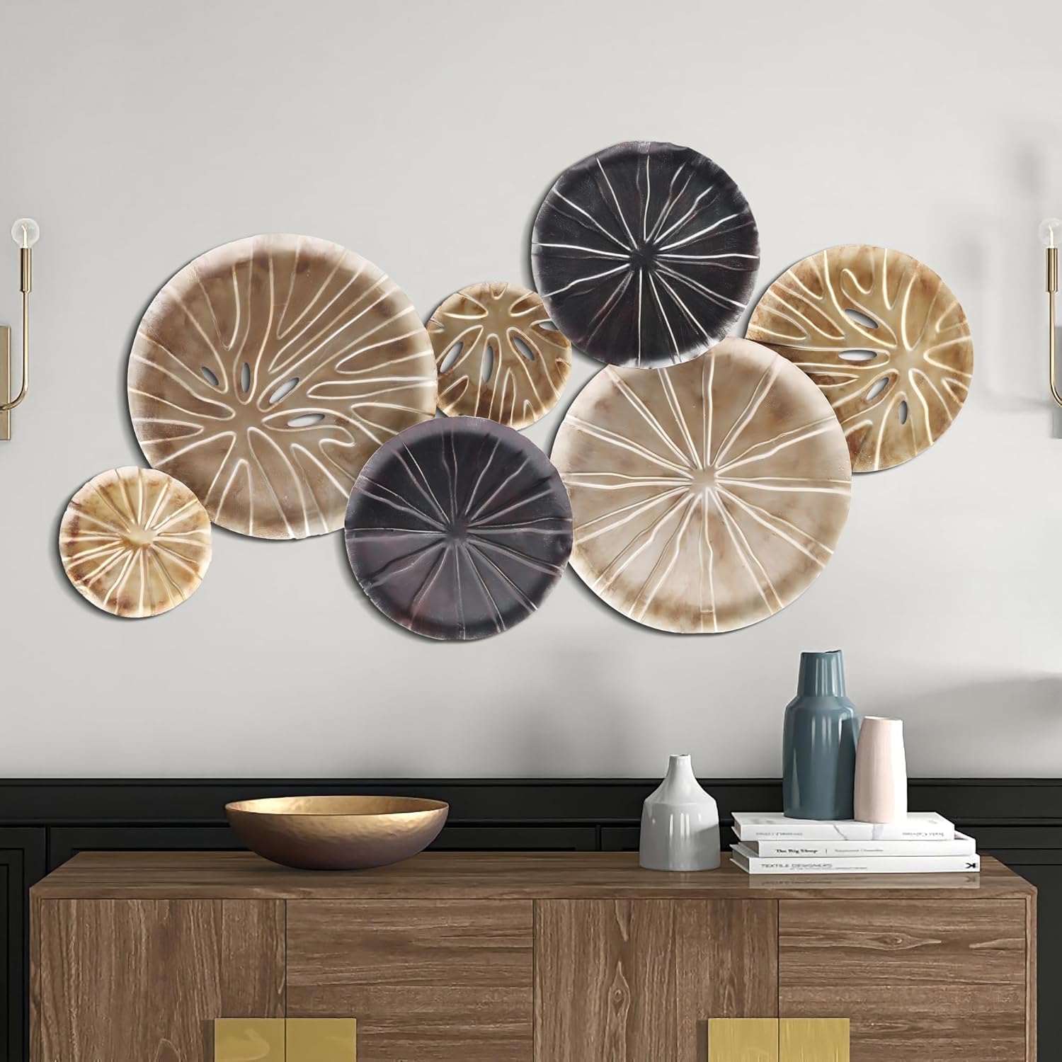 LuxenHome 48 Inch Wide Connected Circles Metal Wall Decor Sculpture ...