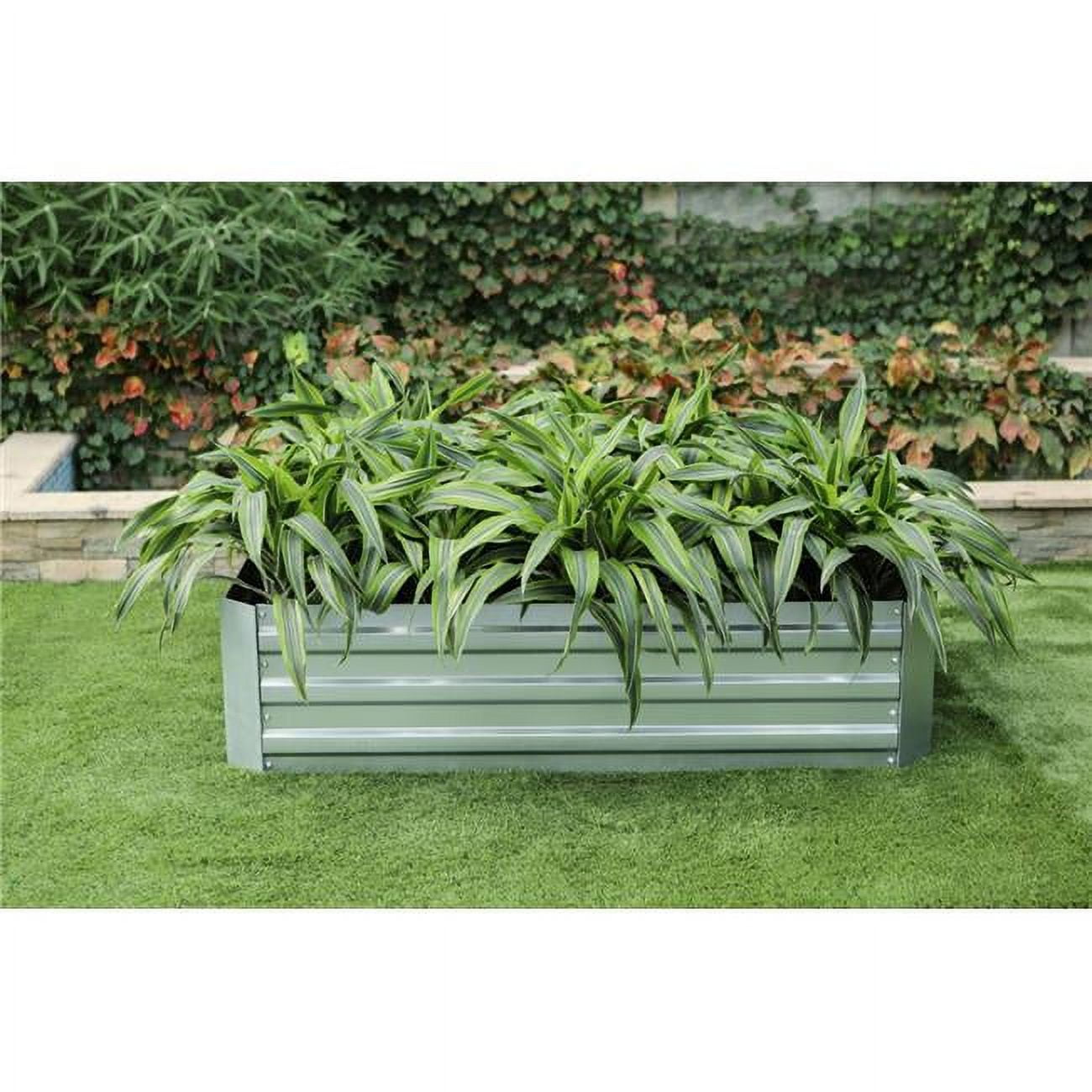 48" Silver Galvanized Steel Rectangular Raised Garden Bed