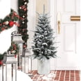 thumbnail image 1 of LuxenHome 4Ft Pre-Lit Snow-Flocked Potted Artificial Christmas Tree, 1 of 13
