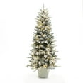 thumbnail image 1 of LuxenHome 5Ft Multicolored Pre-Lit Flocked Artificial Tree Potted, 1 of 9