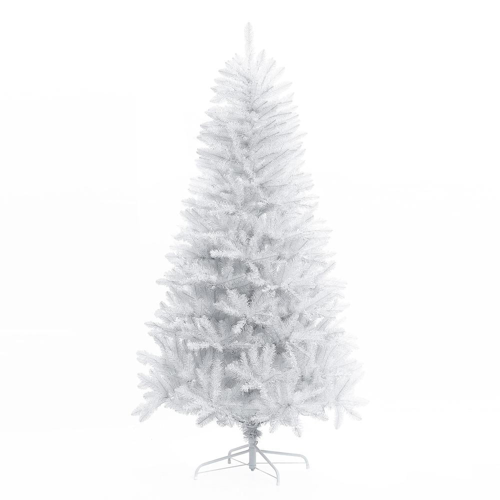 LuxenHome 6.5Ft Pre-Lit Artificial White Full Christmas Tree - Walmart.com