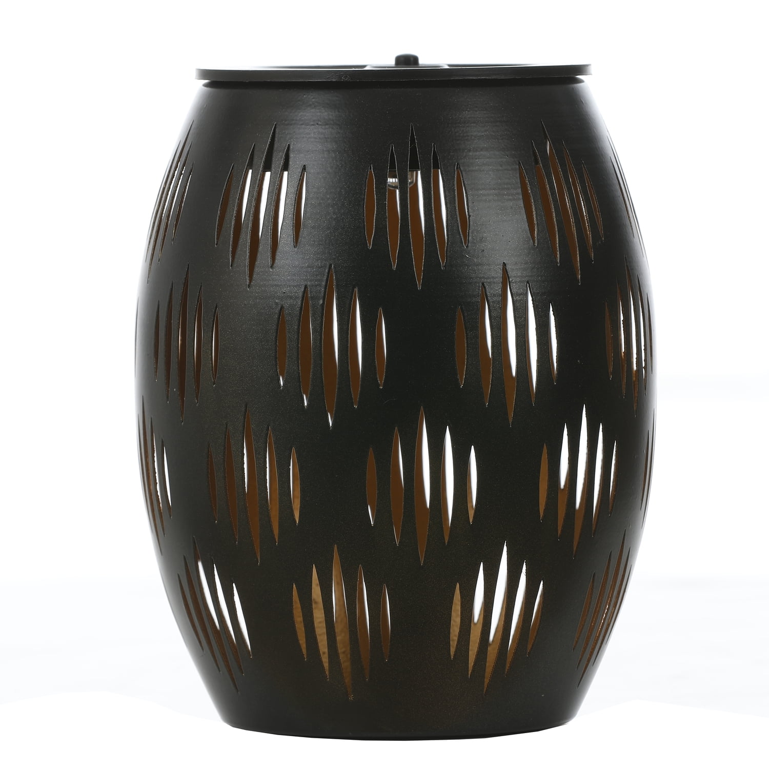 Black Metal Solar Powered Outdoor Decorative Lantern
