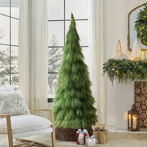 LuxenHome 6Ft Holiday Artificial Pampas Grass Tree in Green