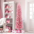 thumbnail image 1 of 6Ft Pencil Slim Artificial Pink Christmas Tree, 1 of 9