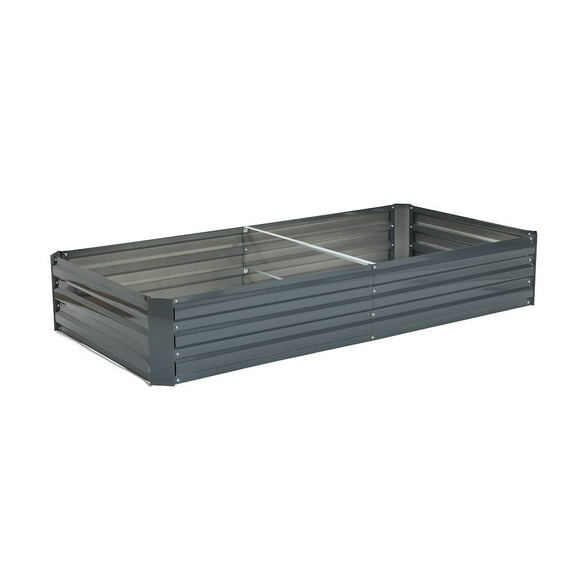 LuxenHome 6x3ft Galvanized Raised Garden Bed Rectangular Gardening Planter Box Outdoor Planting Bed