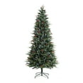 thumbnail image 1 of LuxenHome 7.5Ft Pre-Lit and Light Flocking Full Artificial Christmas Tree with Metal Stand, 1 of 14