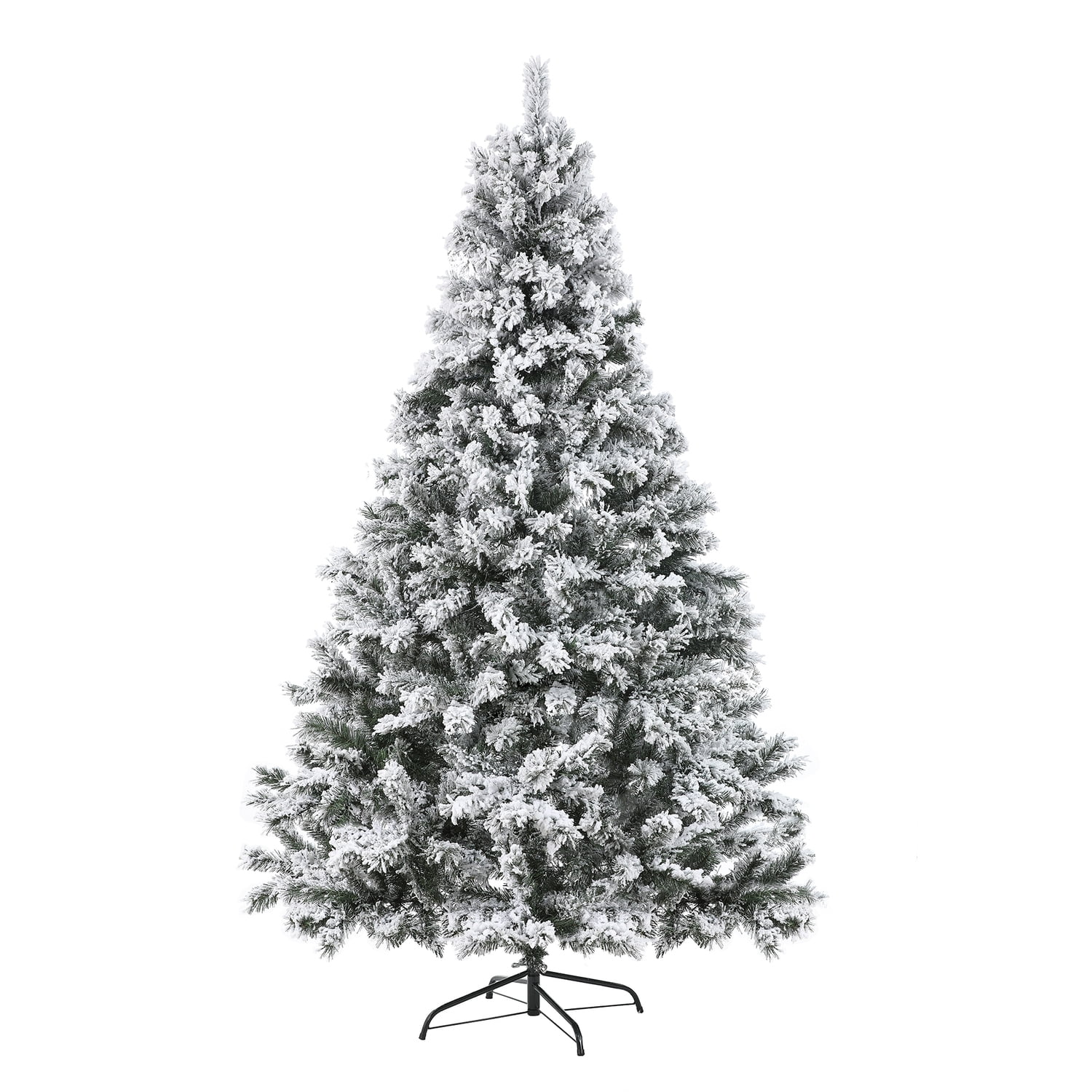7-Foot White Flocked Spruce Artificial Christmas Tree with LED Lights