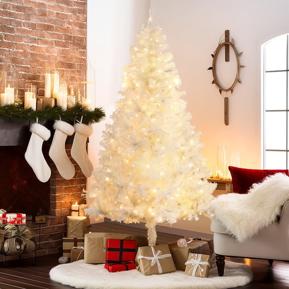 7ft Pre-Lit LED Artificial White Full Fir Christmas Tree