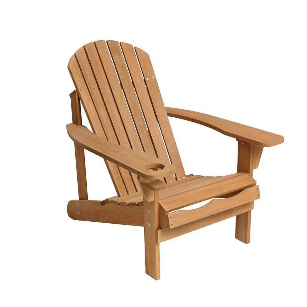 Natural Wood Adirondack Chair with Cup Holder