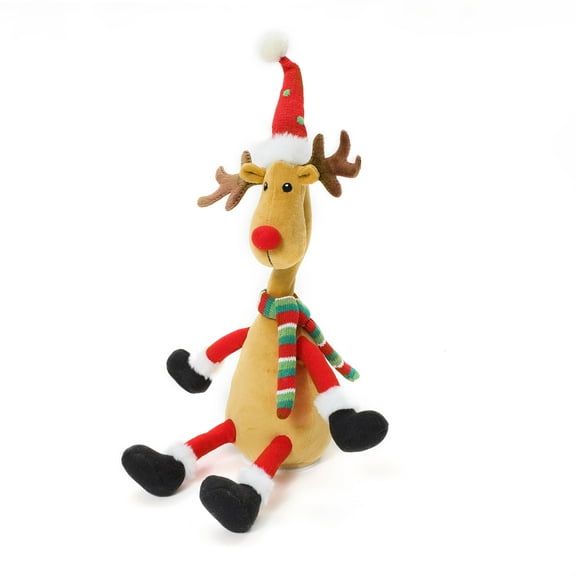 LuxenHome Animated Singing 18.5" Tall Reindeer Holiday Decoration, Battery Operated