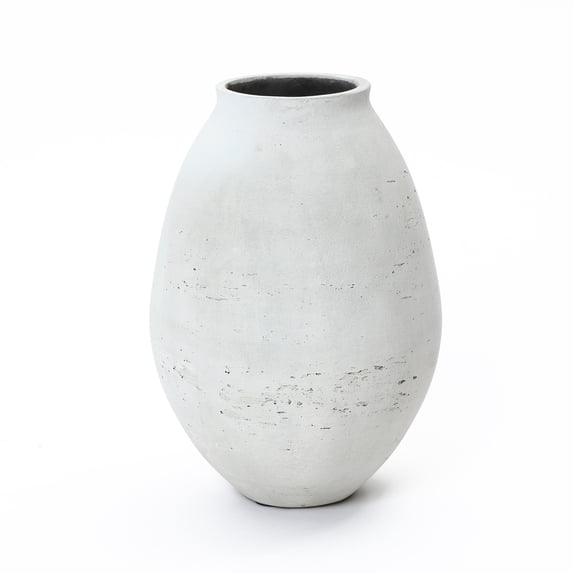 LuxenHome Antique White Cement Bulb Vase, 12.8" Tall Home Accent for Tabletops and Open Shelving
