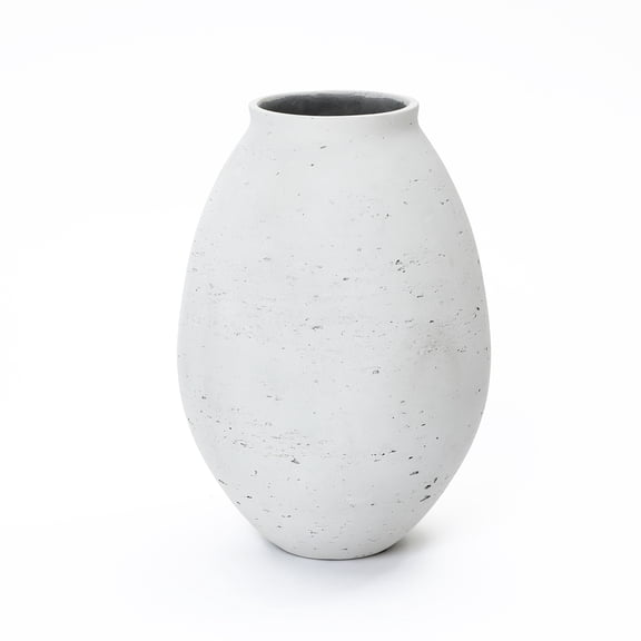 LuxenHome Antique White Cement Bulb Vase, 15.75" Tall Home Accent for Floor and Tabletops