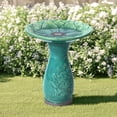 thumbnail image 1 of LuxenHome 23 Inch Ceramic Bird Bath for Outside, Elegant Tall Outdoor BirdBath with Floral Embossed Design, 1 of 8