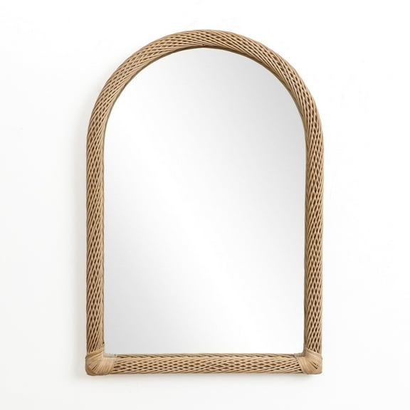 LuxenHome Bamboo Frame Arch Rectangle Accent Wall and Vanity Wall Mirror