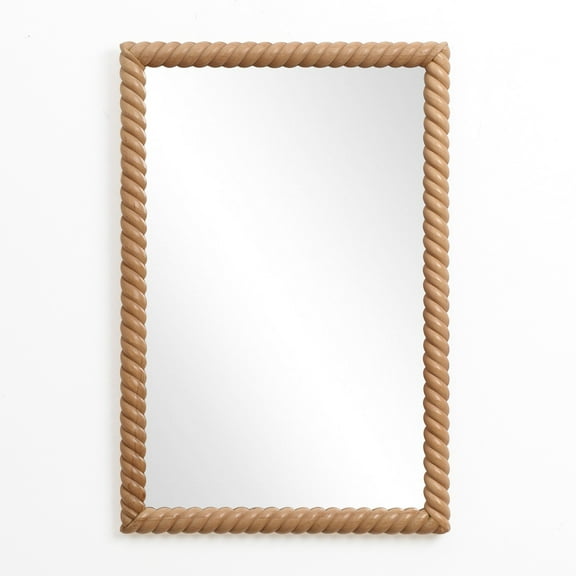 LuxenHome Beech Wood Frame Rectangle 35.4-Inch Tall Wall Mirror, Accent and Vanity