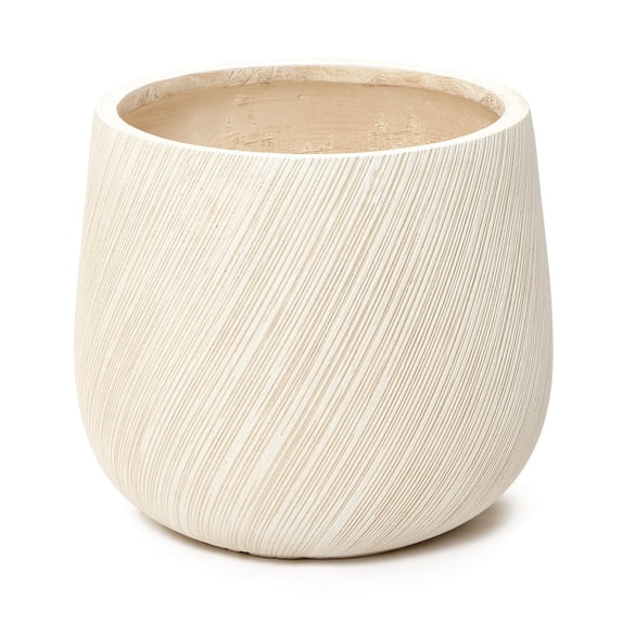LuxenHome 14" Dia Large Plant Pot with Drainage, Texutred RoundPlanter Pot for Indoor and Outdoor Plants