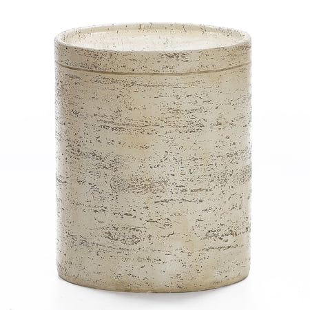 LuxenHome Beige and Brown MgO 13.6-Inch Round Outdoor Side Table