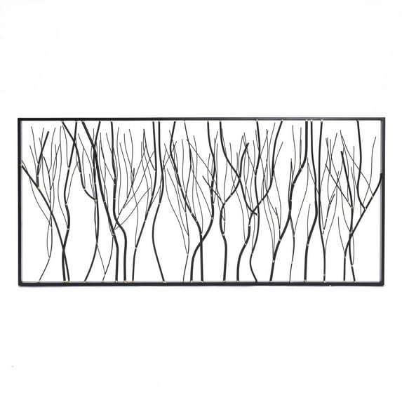 LuxenHome Black Abstract Trees Rectangular Metal Wall Decor