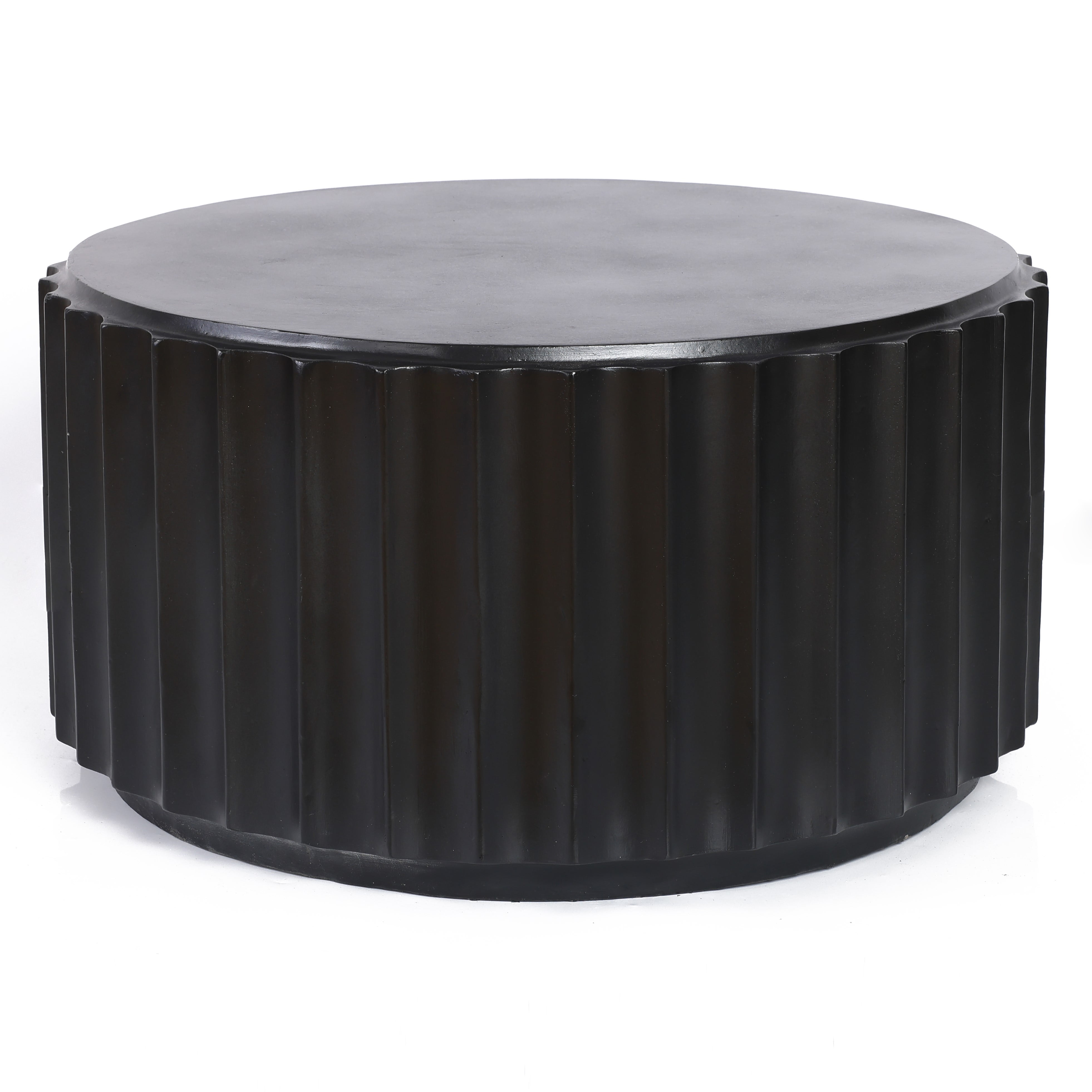 LuxenHome 32" Black Cement Round Outdoor Coffee Table