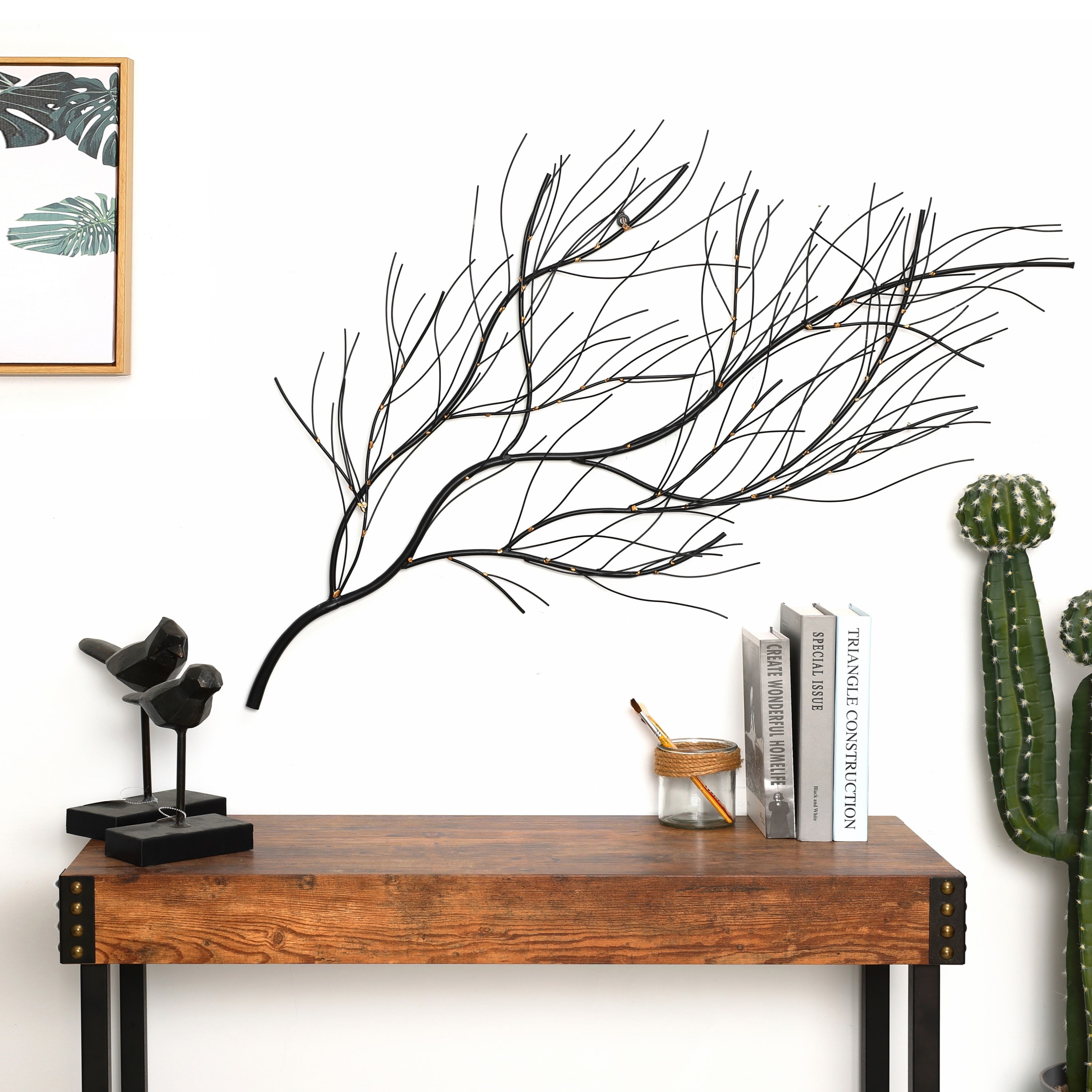 LuxenHome Black and Gold Metal Branch Wall Sculpture