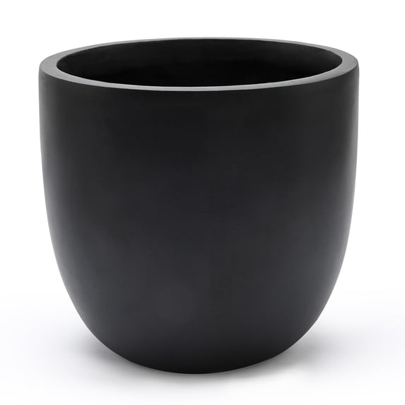 Black MgO Round 12.2in. H Outdoor Planter