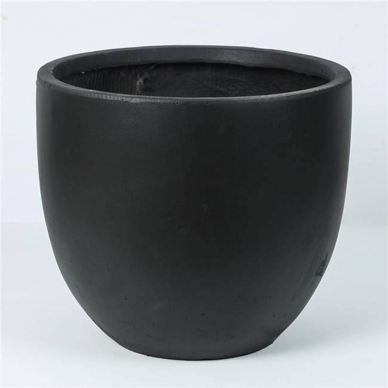 Medium Black Magnesium Oxide Round Outdoor Planter