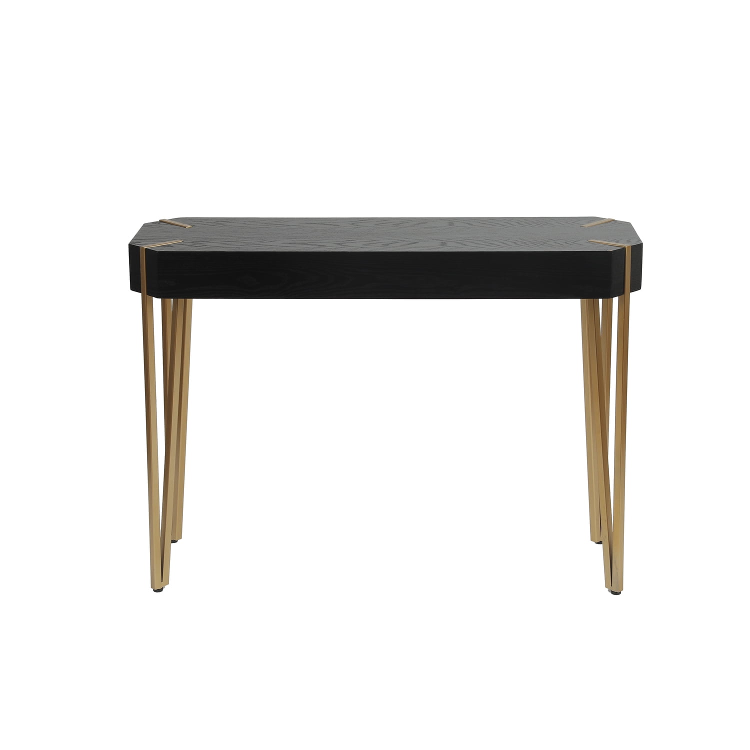 Modern Black Wood and Gold Metal 45'' Console Table with Storage