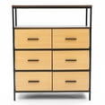 thumbnail image 1 of LuxenHome Black and Brown Manufactured Wood 6-Drawer 1-Shelf Accent Chest, 1 of 11