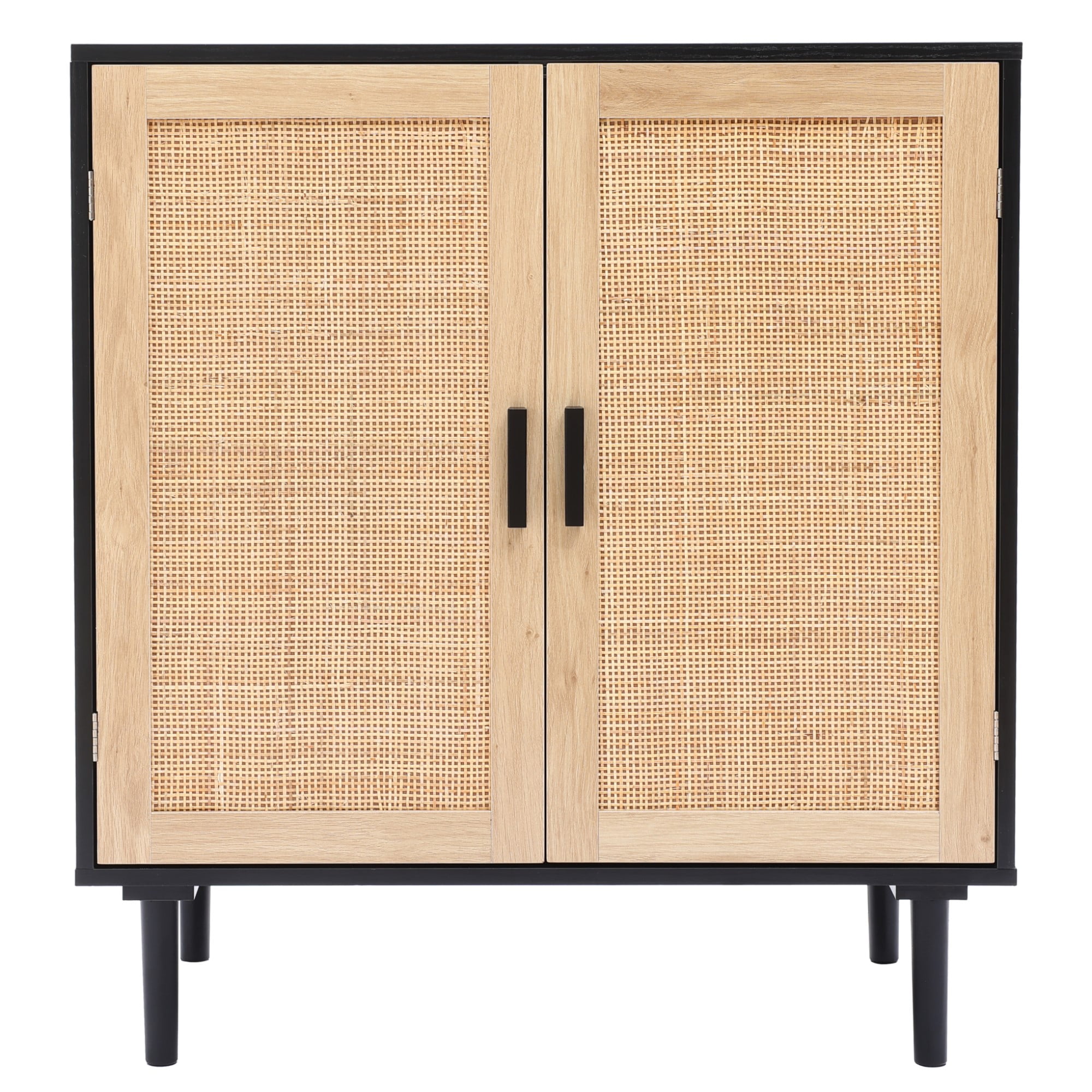 Black and Brown Wood 2-Door Freestanding Storage Cabinet