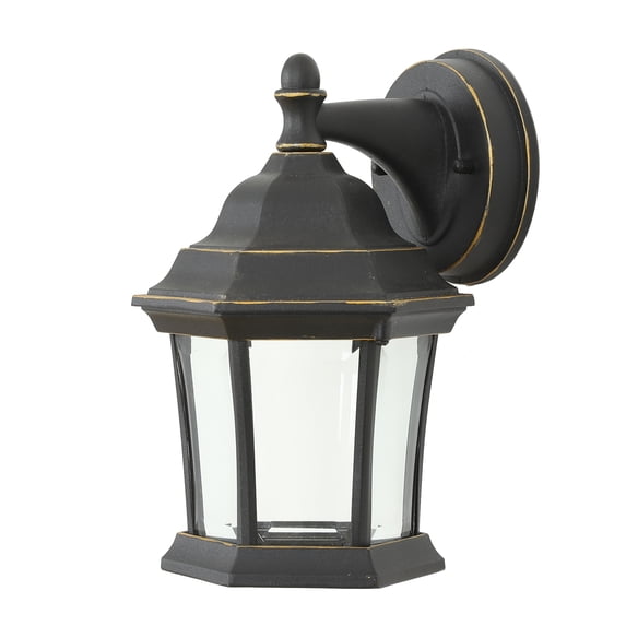 LuxenHome Black with Gold Metal Outdoor Wall Light