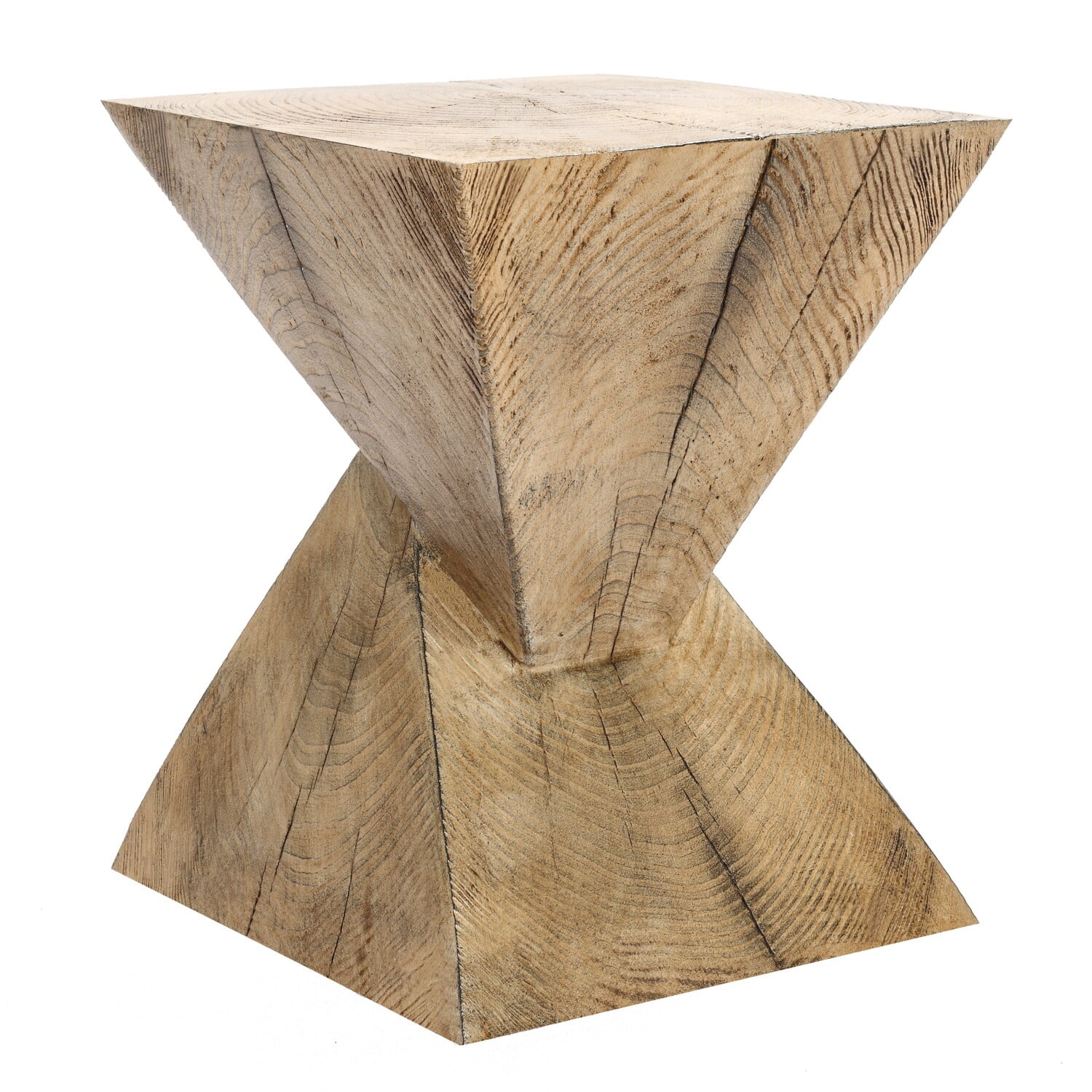 LuxenHome Brown Faux Wood MgO Angular Square Side Table