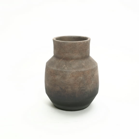 LuxenHome Brown Ombre Terracotta 9 Inch Round Vase