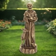 thumbnail image 1 of LuxenHome Saint Francis Garden Statue, 25'' Fiber Stone Brown Religious Garden Sculpture, Catholic St. Francis Statue for Patio, Yard, Home, Outdoor Sculptures Decorations, 1 of 8