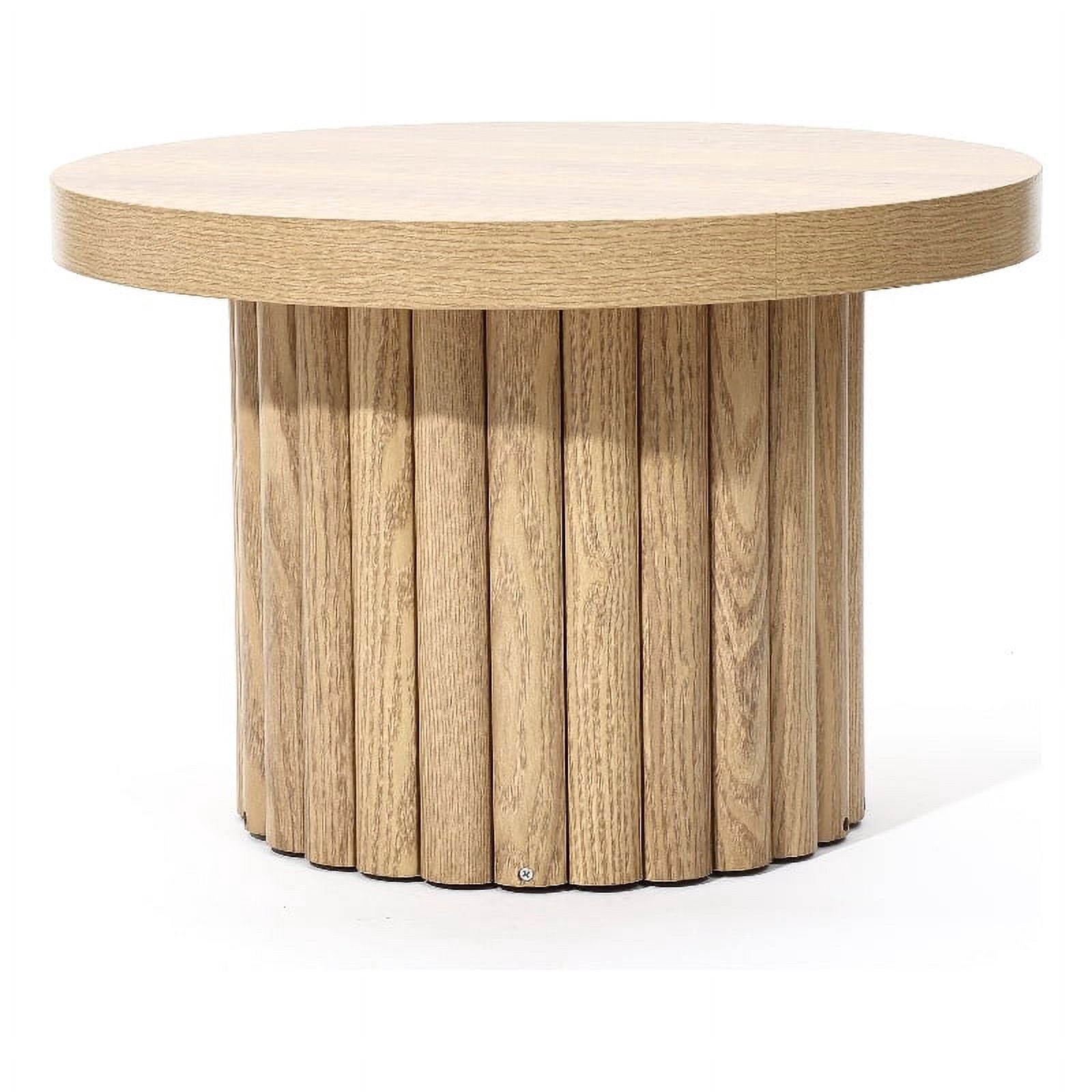 LuxenHome Brown Wood Fluted Round Coffee Table - Walmart.com