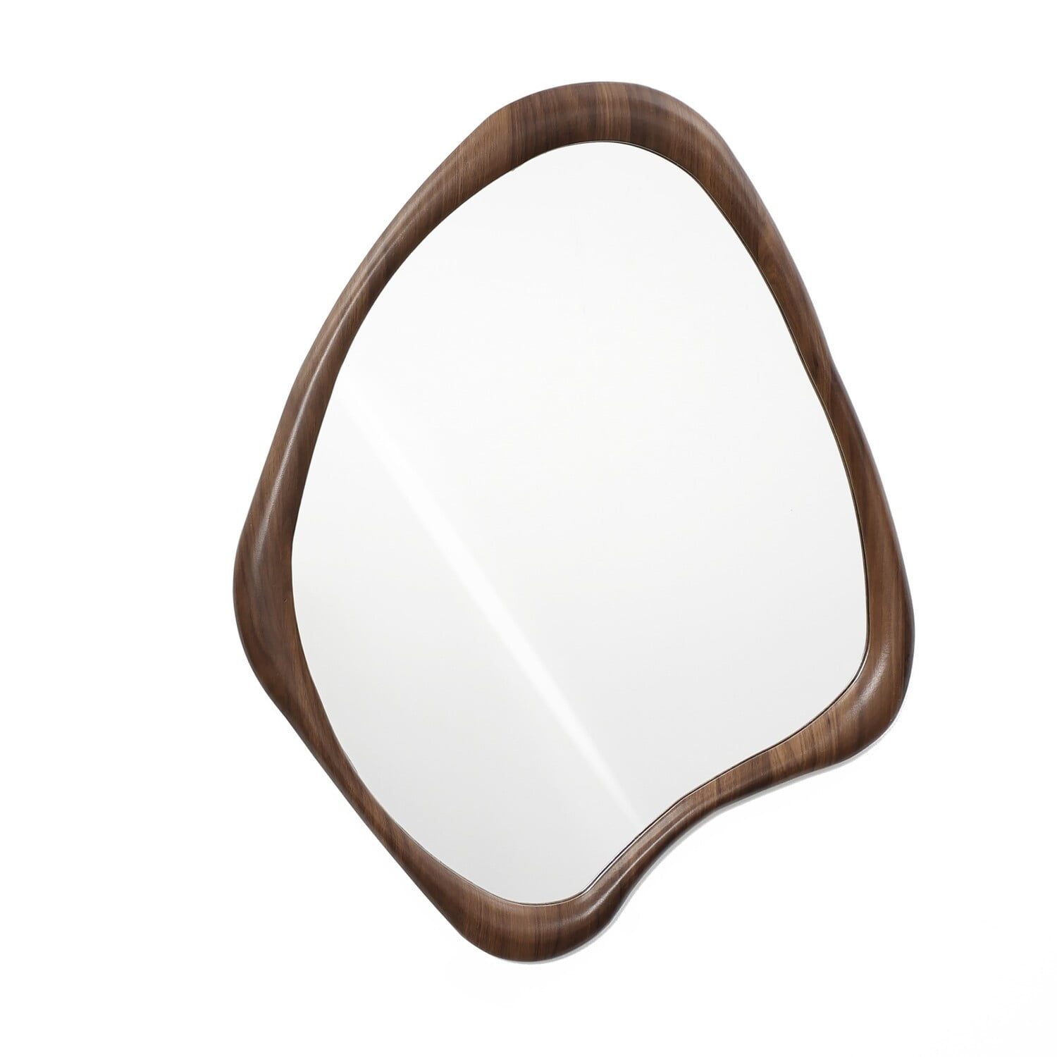 Classic Brown Wood Frame Irregular Wall Mirror
