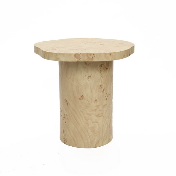 LuxenHome Burl Wood Finish Manufactured Wood 19.3-Inch Tall End and Side Table with Irregular Shape Top