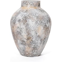 LuxenHome Ceramic Vase,Marble Textured White 12 Inch Tall Stoneware Table Vase,Modern Flower Vases Entryway Shelf Living Room Table Decor,Decorative Vase for Pampas Grass