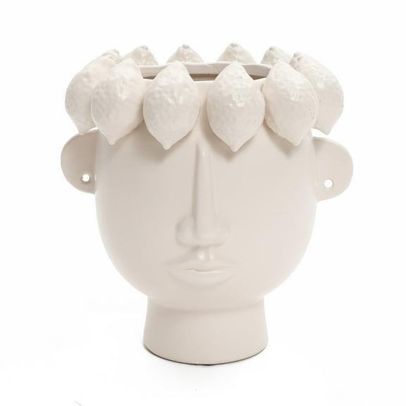 LuxenHome Classic White Ceramic Modern Head 9.6-Tall Vase