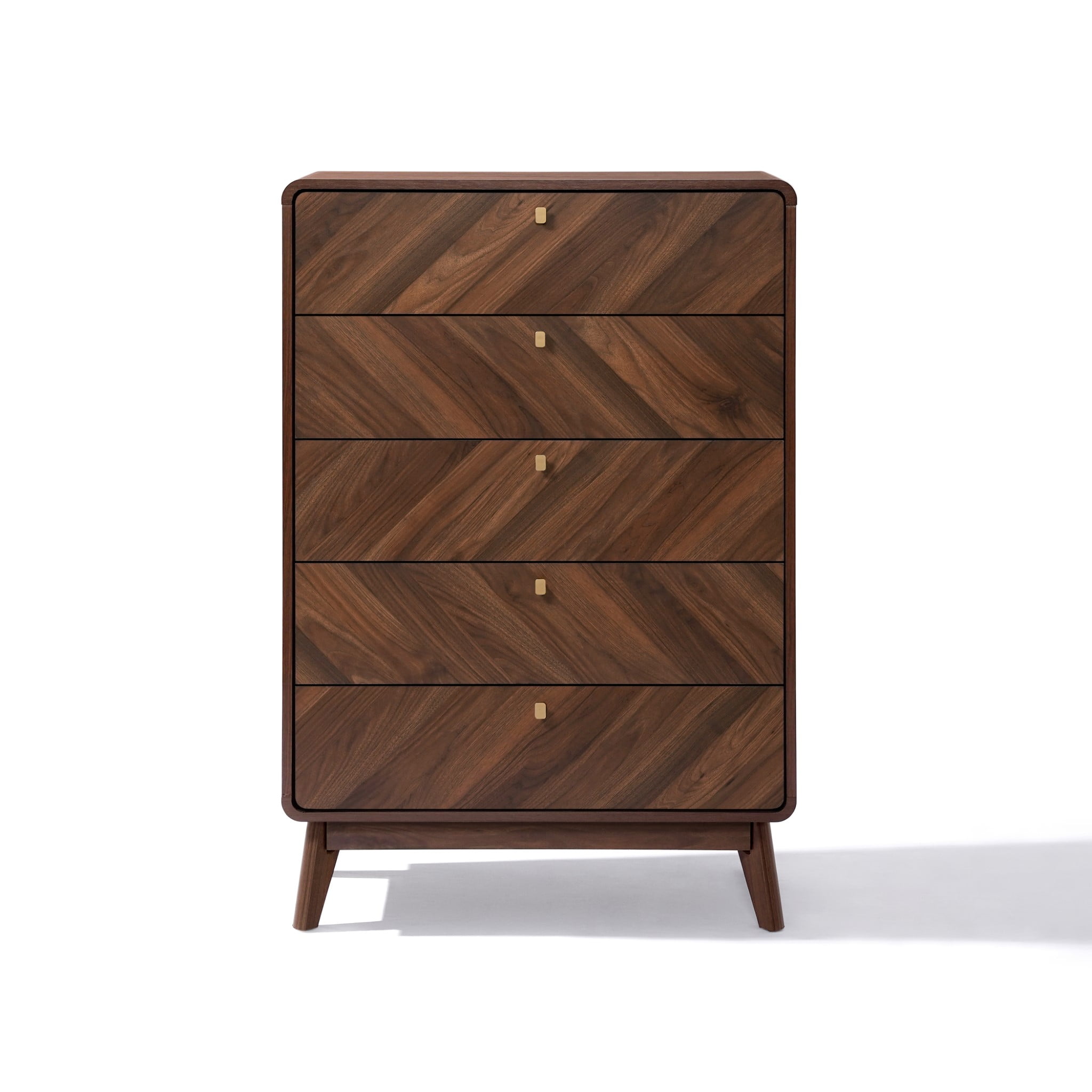 Walnut Brown Mid-century Modern 47.5-Inch Tall 5-Drawer Chest