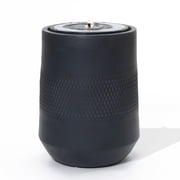 LuxenHome Dark Gray Resin Round Bubbler 23" Tall Outdoor Fountain with Lights, Solar Powered