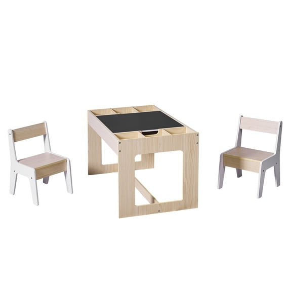 LuxenHome Drawing and Activty Board Children Table with 2 Chairs Set