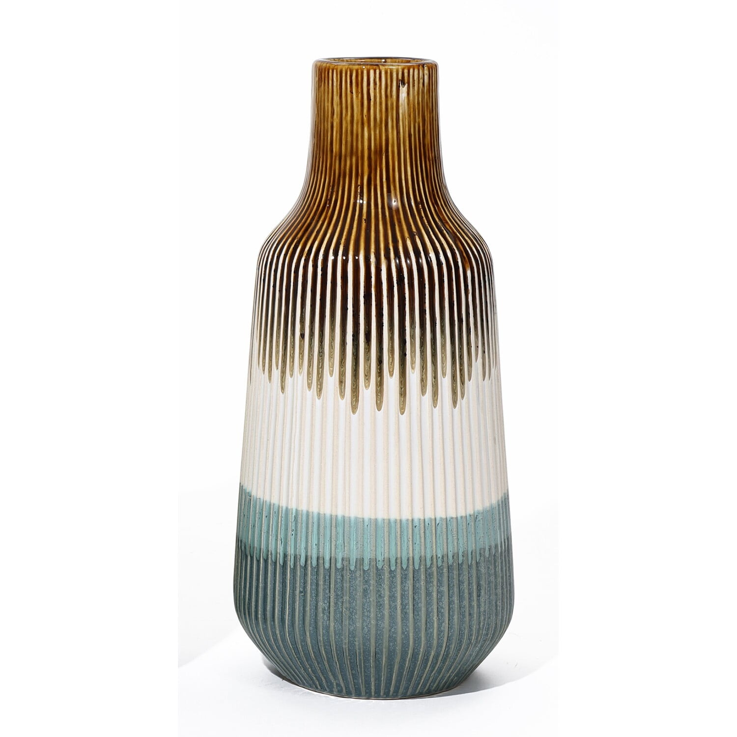 LuxenHome Earth Tones Ombre 11.2-Inch Tall Stoneware Vase - Walmart.com