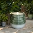 thumbnail image 1 of LuxenHome 19.5" Resin Lighted Garden Bubbling Water Fountain with Emerald Ribbed Top and Ivory Bottom, 1 of 7
