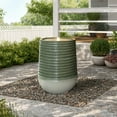 thumbnail image 1 of LuxenHome 27.5" Resin Lighted Garden Bubbling Water Fountain with Emerald Ribbed Top and Ivory Bottom, 1 of 7