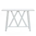 thumbnail image 1 of LuxenHome Farmhouse Engineered Wood Console Table in Distressed White, 1 of 9