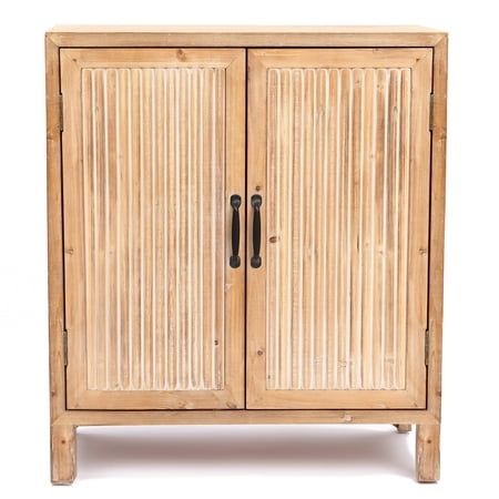 LuxenHome Farmhouse Panel 2-Door Cabinet with Storage, Accent and Storage Cabinet with Shelves for Living Room, Kitchen, Entryway