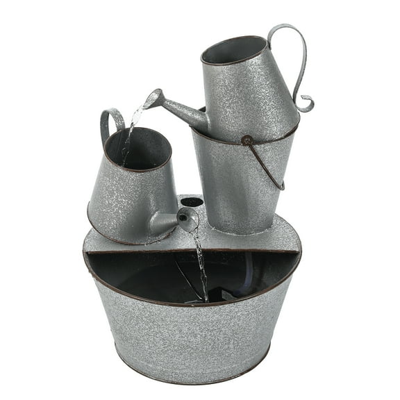 LuxenHome Farmhouse Rustic Metal Pitcher Outdoor Fountain