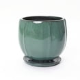 thumbnail image 1 of LuxenHome 14" Dia Jade Green Large Round Ceramic Planter with Attached Saucer, Glazed Indoor Outdoor Planter Pot for Indoor Outdoor Use, 1 of 9