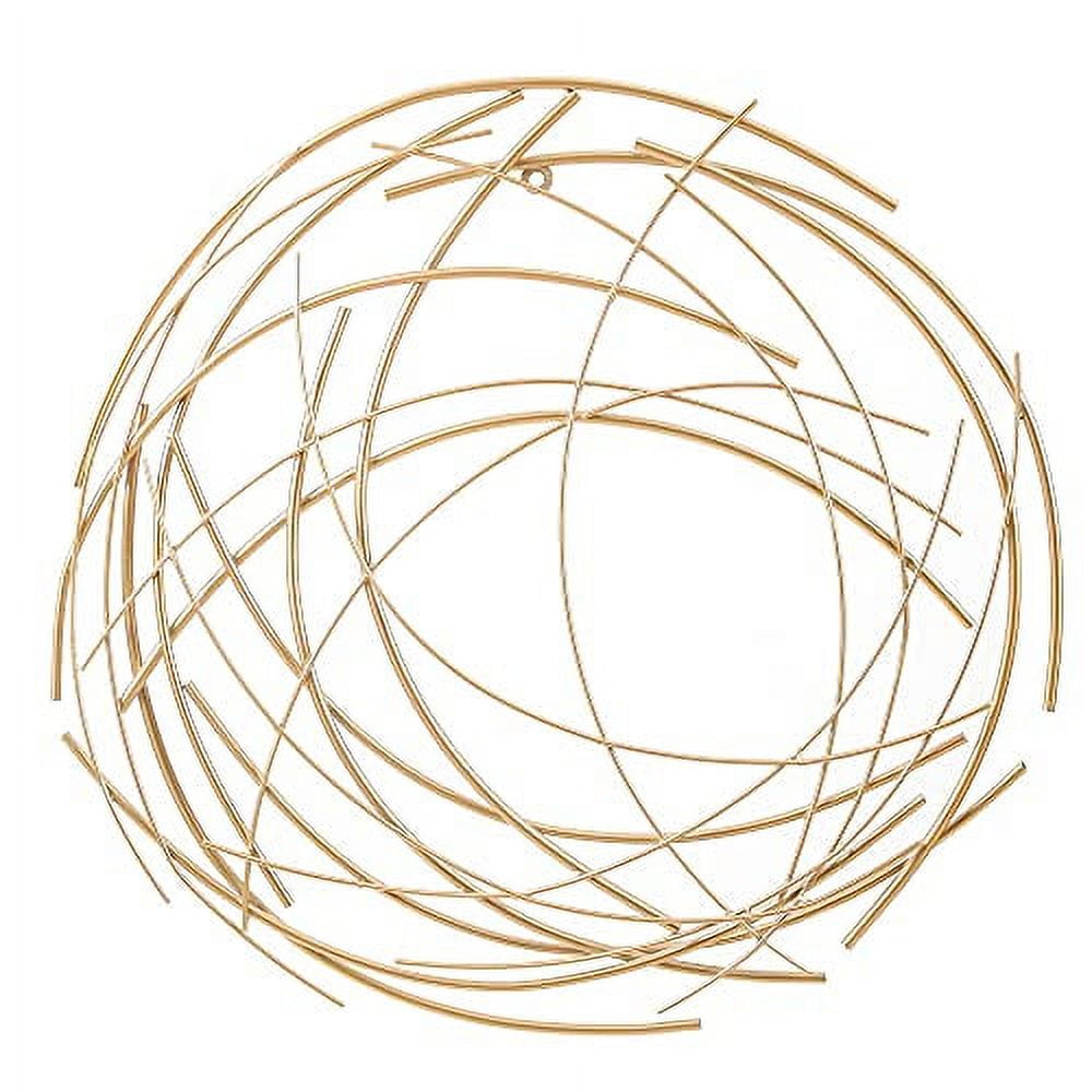 Gold Abstract Iron Sticks Round Wall Sculpture, 26 Inch